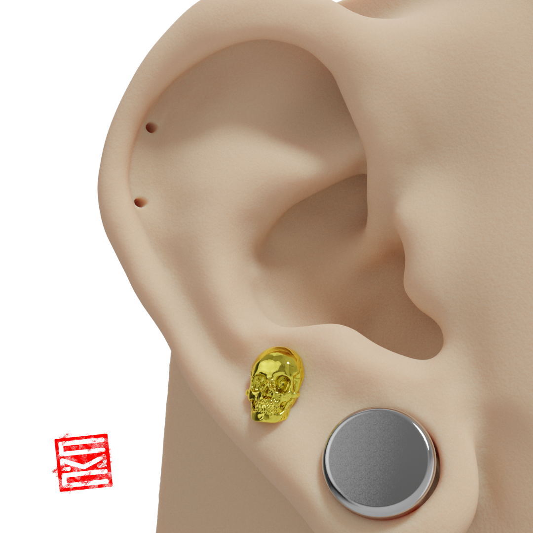 Anatomical Skull 14K Yellow Threadless